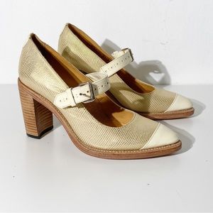 The Office of Angela Scott Ms. Harlow Mary Jane Pump, Gold Size 37